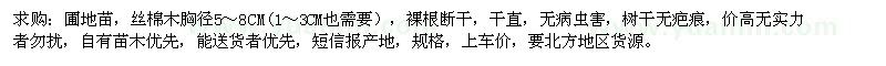 求購1-3公分、5-8公分絲綿木