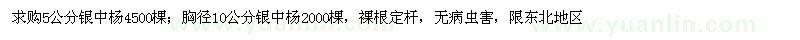 求購(gòu)5公分10公分銀中楊