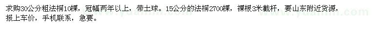求購15公分、30公分法桐