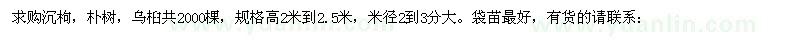 求購沉枸 樸樹 烏桕共2000棵