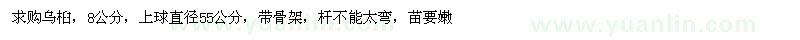 求購烏桕，8公分