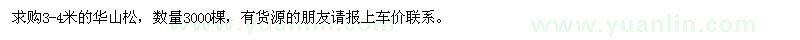 求購3-4米的華山松