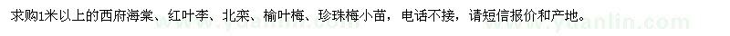 求購(gòu)西府海棠,紅葉李,北欒,榆葉梅,珍珠梅小苗