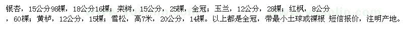 求購銀杏 欒樹 玉蘭 黃櫨 雪松工程苗