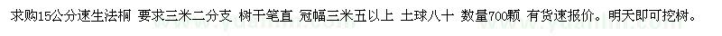 求購(gòu)15公分速生法桐
