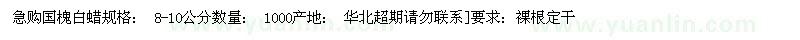 求購國槐白蠟8-10公分 1000