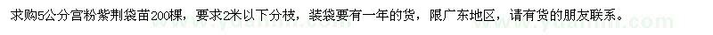 求購(gòu)5公分宮粉紫荊