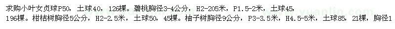 求購小葉女貞球、碧桃、柚子樹