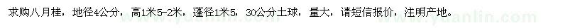 求購地徑4公分的八月桂
