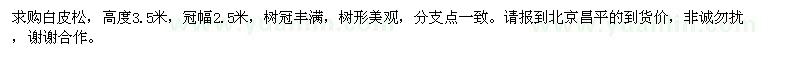 求購白皮松，高度3.5米