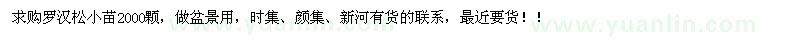 求購羅漢松小苗2000顆，50公里內(nèi)的聯(lián)系