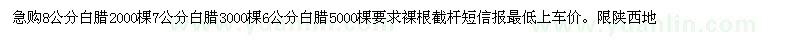求購(gòu)8公分白臘