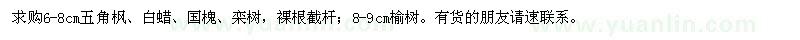求購五角楓,白蠟,國槐,欒樹,榆樹