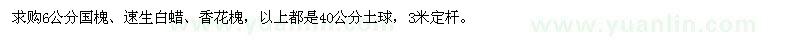 求購6公分國槐,速生白蠟,香花槐