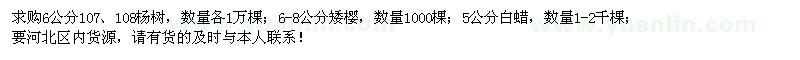 求購(gòu)107、108楊、矮櫻、白蠟