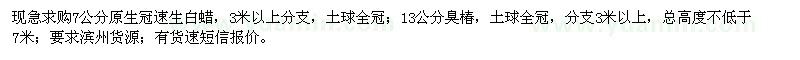 求購(gòu)7公分速生白蠟、13公分臭椿