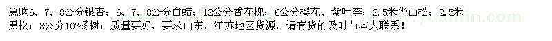 求購(gòu)銀杏、白蠟、香花槐、櫻花等苗木