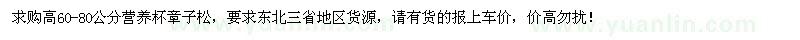 求購高60-80公分營養(yǎng)杯章子松