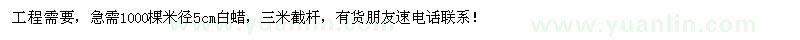 求購米徑5cm白蠟