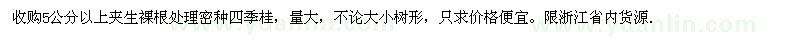 求購5公分以上夾生裸根處理密種四季桂