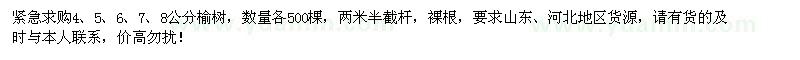 求購(gòu)4、5、6、7、8公分榆樹各500棵