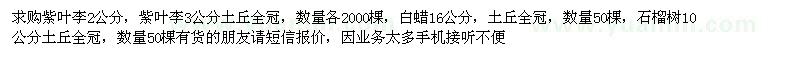求購紫葉李，白蠟，石榴樹