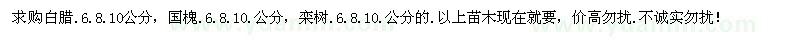 求購白臘，國槐，欒樹6.8.10.公分