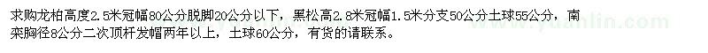 求購(gòu)龍柏、黑松、南欒