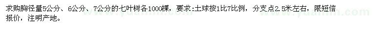 求購5、6、7公分的七葉樹各1000棵