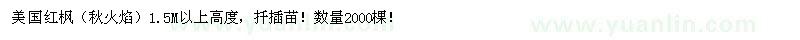 求購美國紅楓（秋火焰）1.5M以上高度，扦插苗！