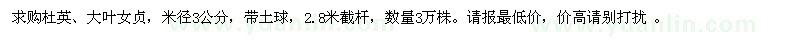 求購杜英、大葉女貞