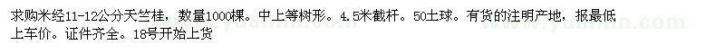 求購米經(jīng)11-12公分天竺桂 數(shù)量1000棵