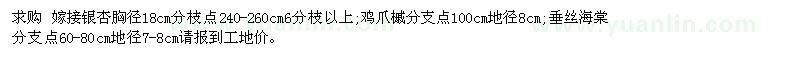 求購嫁接銀杏,雞爪槭,垂絲海棠