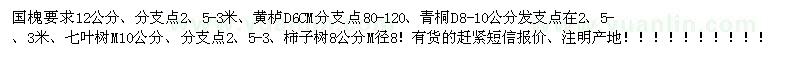求購國槐、黃櫨、青桐短信報價，注明產(chǎn)地！