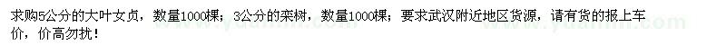 求購(gòu)5公分大葉女貞、3公分欒樹(shù)