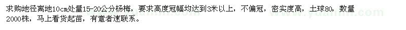 求購(gòu)15-20公分楊梅