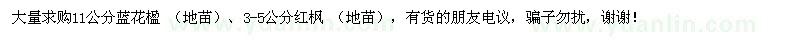 求購11公分藍花楹,3-5公分紅楓