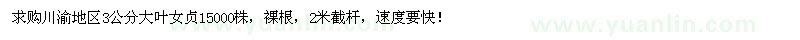 求購(gòu)3公分大葉女貞
