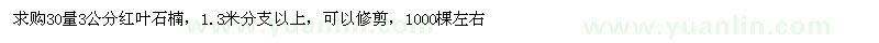 求購30量3公分紅葉石楠