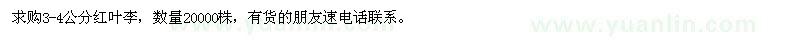求購(gòu)3-4公分紅葉李