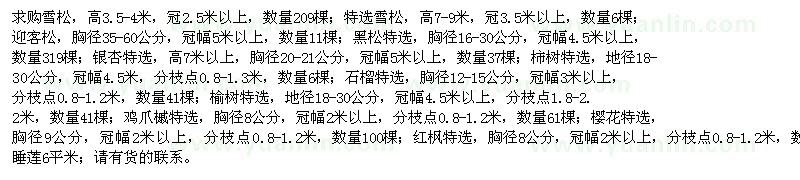 求購(gòu)雪松、黑松、柿樹等苗木