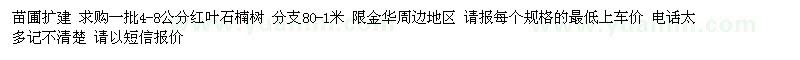 求購紅葉石楠樹4-8公分