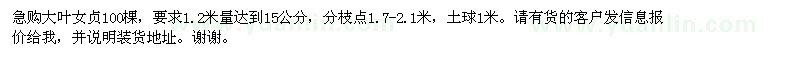 求購大葉女貞100棵