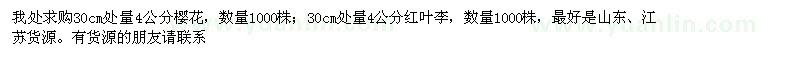 求購4公分櫻花、紅葉李
