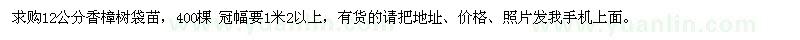求購12公分香樟樹袋苗