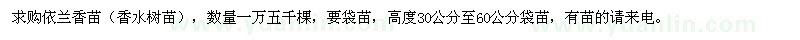 求購依蘭香苗