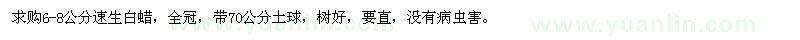 求購6-8公分速生白蠟
