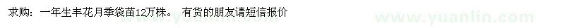 求購(gòu)一年生豐花月季袋苗12萬株