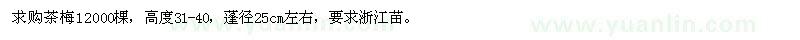 求購茶梅12000棵