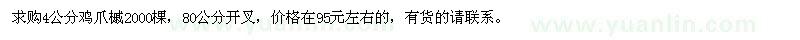 求購4公分雞爪槭2000棵